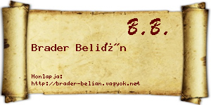 Brader Belián névjegykártya